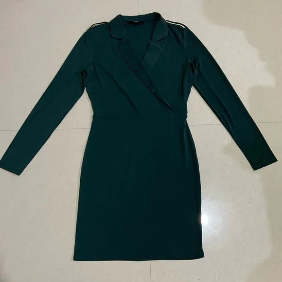 Vero Moda Sheath Dress with Notched Lapels (Dark Green) - Picture 11 of 15